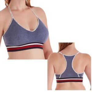 Tommy Hilfiger Cotton‎ Bralette Chambray Racerback Logo Flag Red White Bra